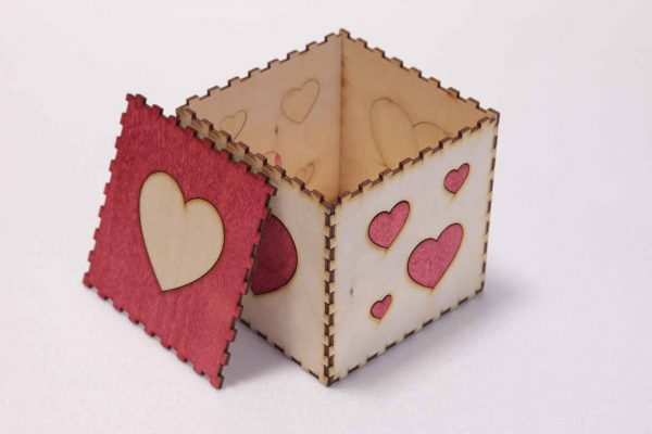 Szíves fa kocka doboz - Image 2