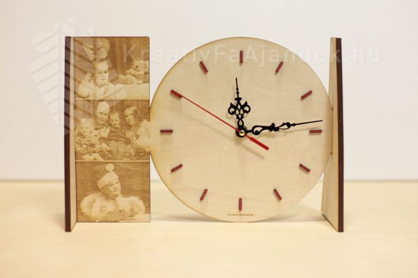 Gravírozott óra és könyvtámasz