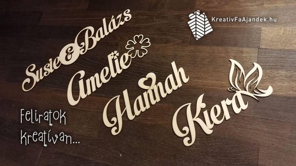 Egyedi fa lézervágott név
