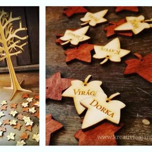 Családfa névre gravírozott levelekkel