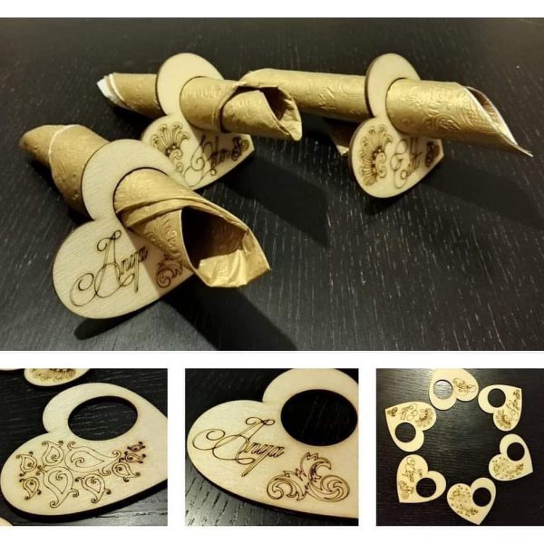 Szíves névre szóló szalvétagyűrű