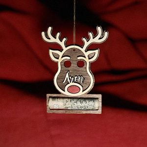 Pénztartó karácsonyfadísz IV. rénszarvasos névre szóló